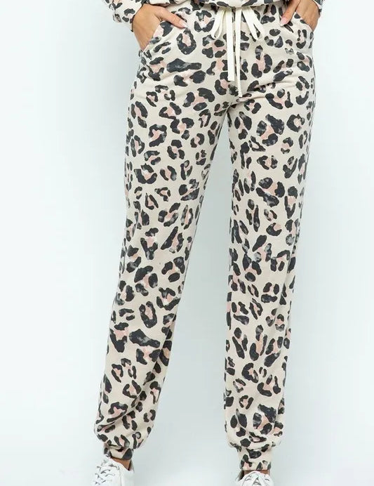 LT.TAUPE BiBi Leopard Casual Pants with Side Pockets | Lounge Pants Daverri Fashions