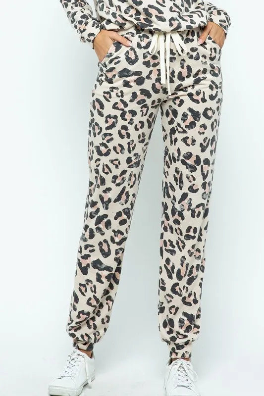 LT.TAUPE BiBi Leopard Casual Pants with Side Pockets | Lounge Pants Daverri Fashions
