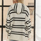 ADORA Horizontal Stripes Hoodie Cardigan - DAVERRI FASHIONS