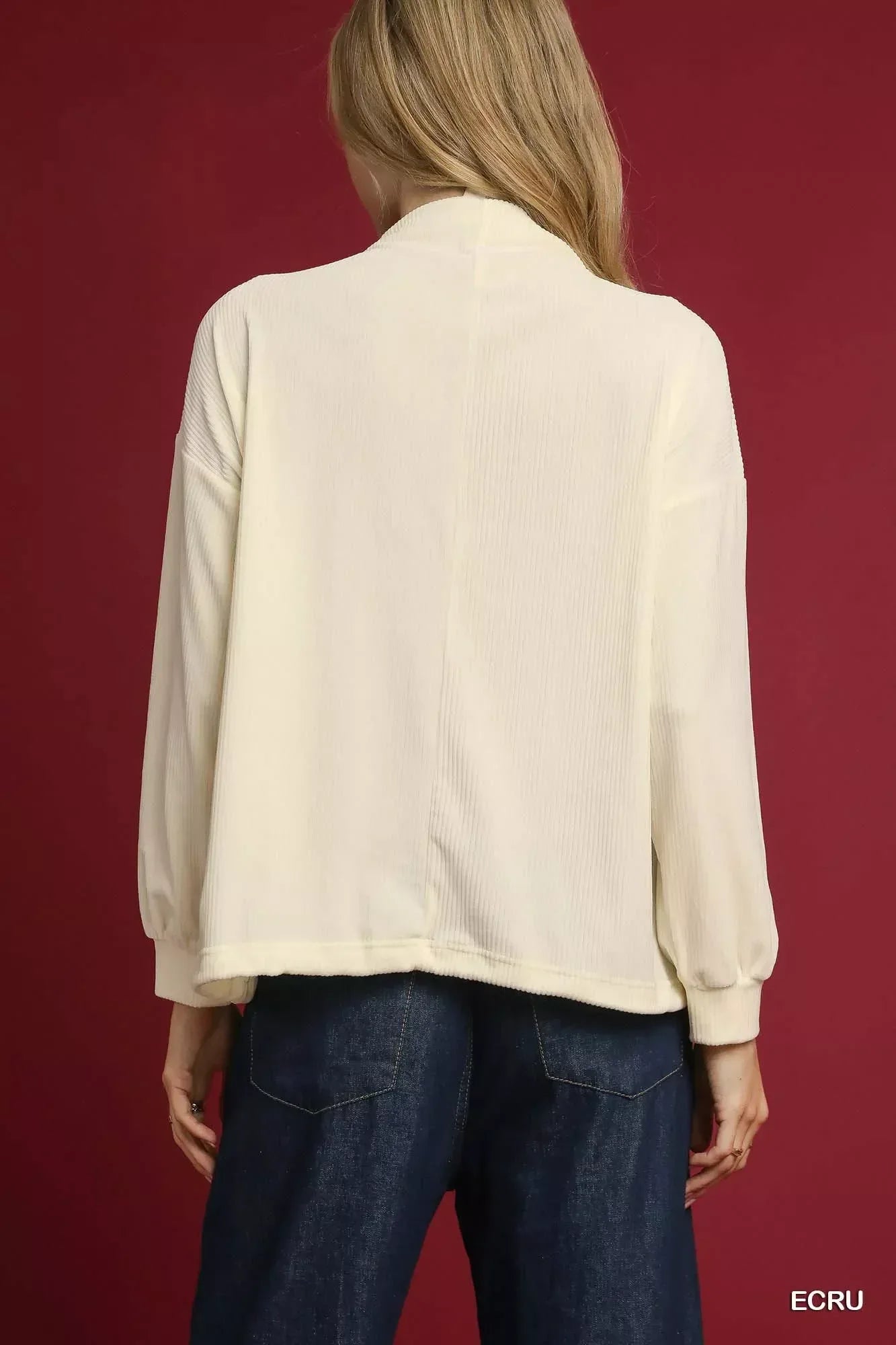 Umgee Ribbed Drawstring Hem Knit Top - DAVERRI FASHIONS