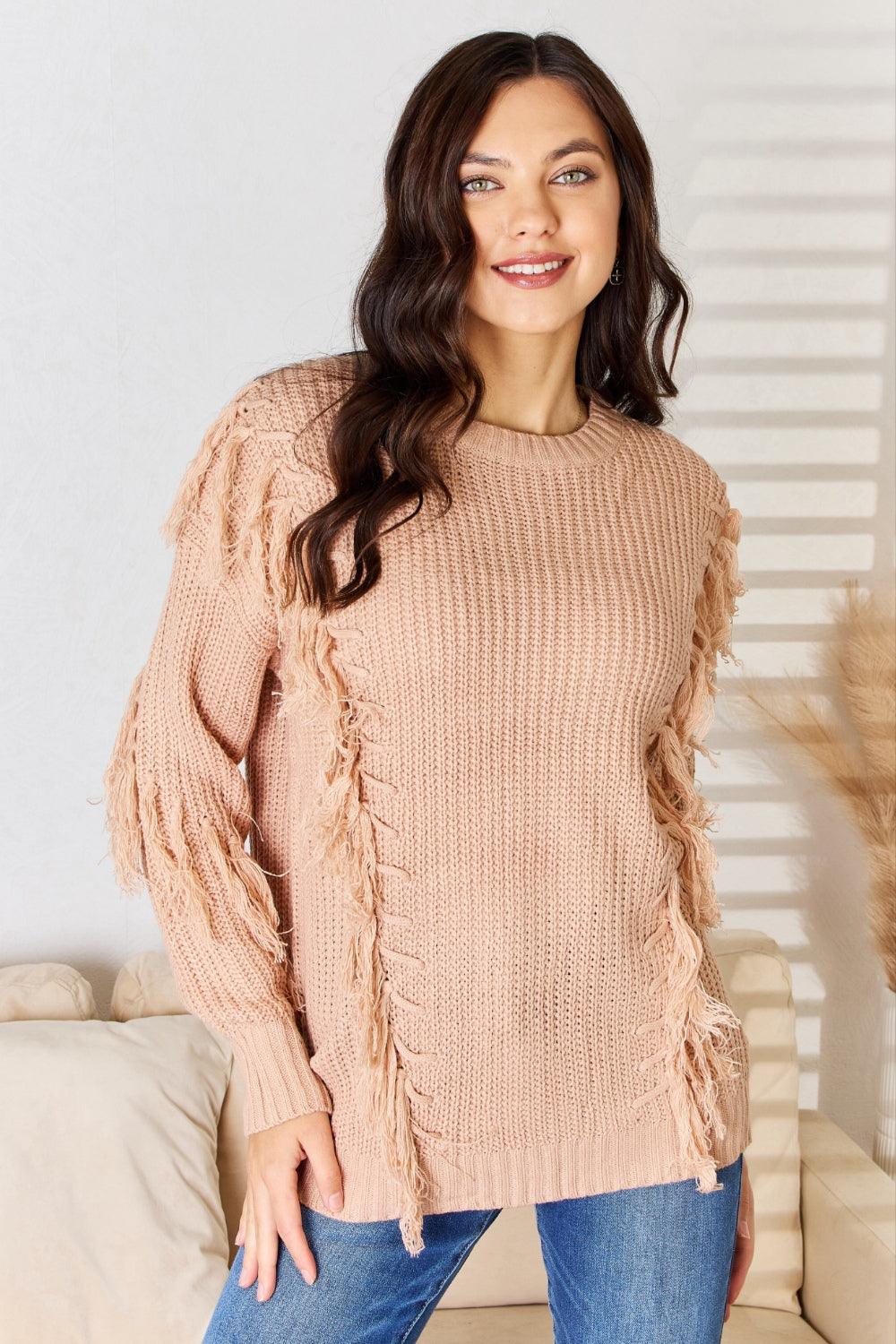 And The Why Tassel Detail Long Sleeve Sweater | Sweaters Daverri Fashions