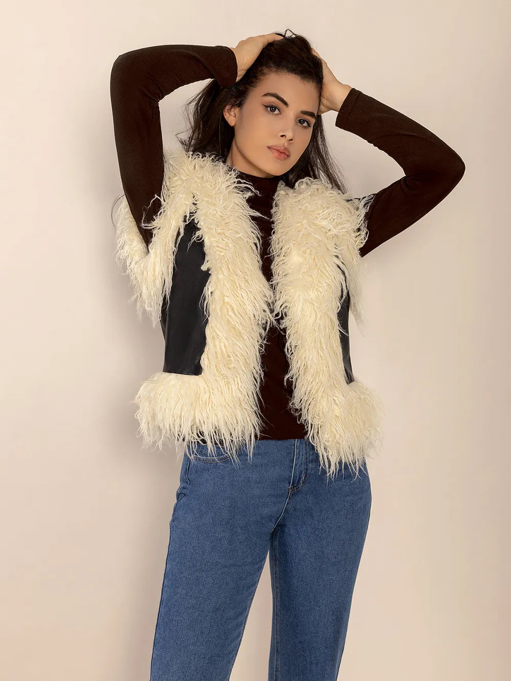 Tied Fringe Contrast Vest | Vest Jackets Daverri Fashions