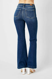 Judy Blue Full Size Hw Angled Side Seam Detail Flare Jeans Plus Size | Jeans Daverri Fashions