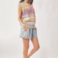 Davi & Dani multi color pastel striped crochet sleeveless knit vest top
