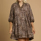 Umgee Full Size Leopard Print Mini Dress with Contrast Trim Plus Size Mini Dresses