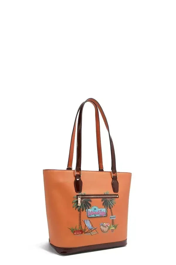 Tropical Beach House Print Shopper Bag - DAVERRI FASHIONS