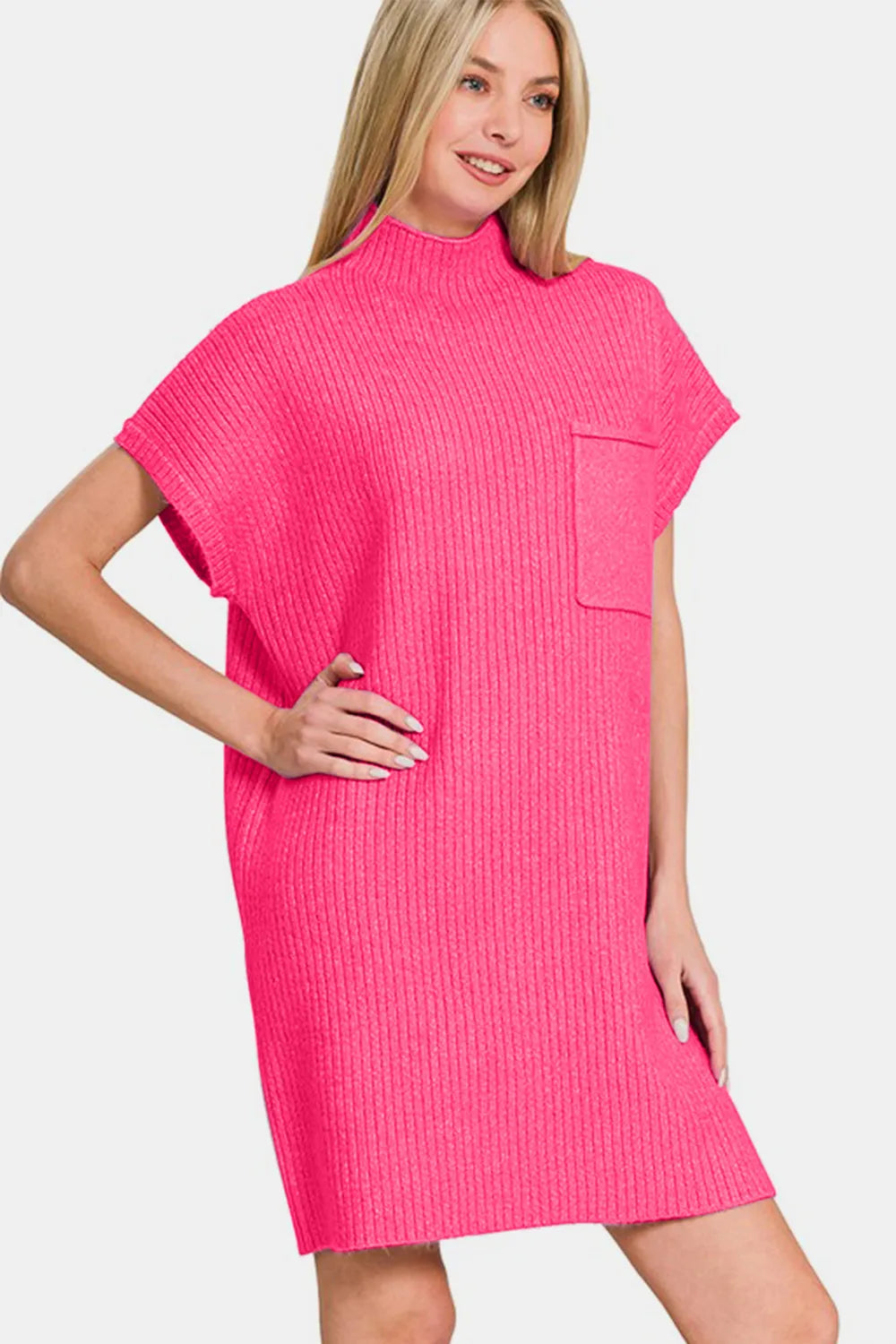 Zenana Short Sleeve Sweater Mini Dress Mini Dresses