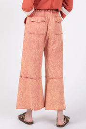 SAGE + FIG Mineral Washed Terry Wide Leg Pants | Pants Daverri Fashions