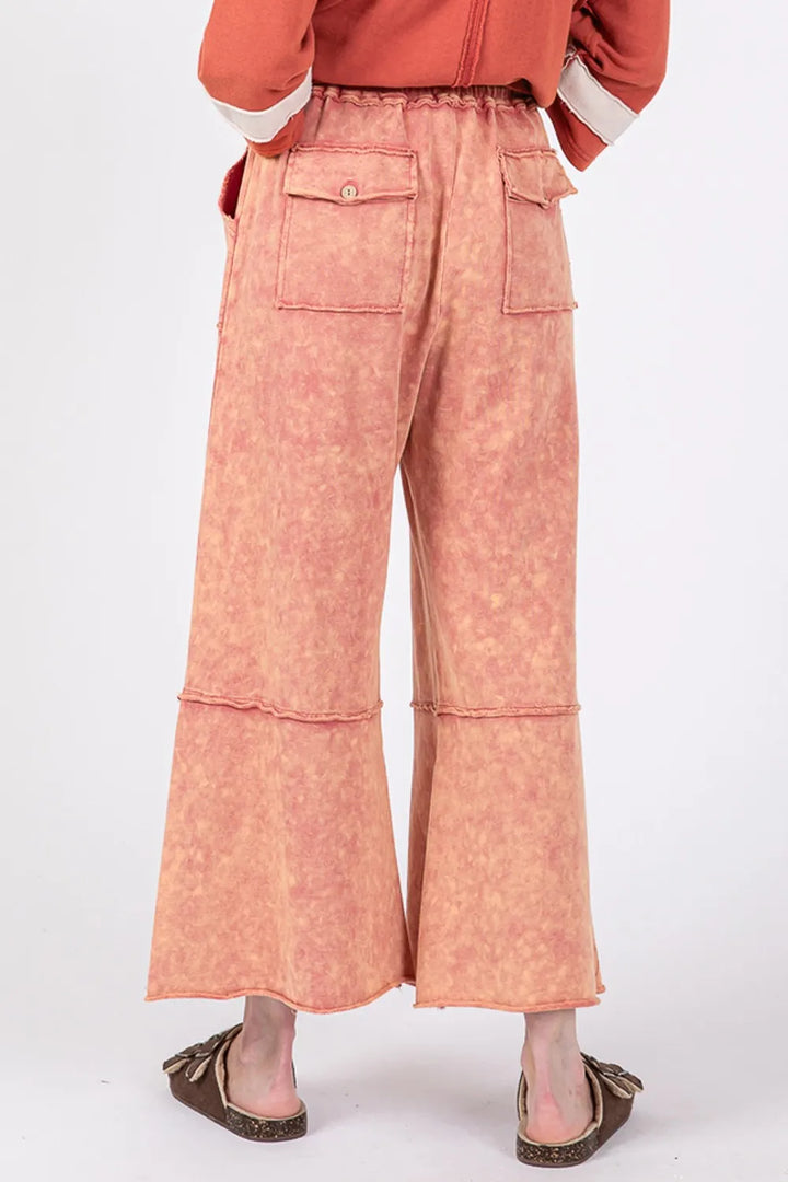 SAGE + FIG Mineral Washed Terry Wide Leg Pants | Pants Daverri Fashions