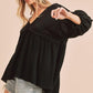 Aemi + Co High-Low Frayed Hem V-Neck Blouse - DAVERRI FASHIONS