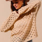 SO ME Geometric Pattern Open Knit Lightweight Sweater