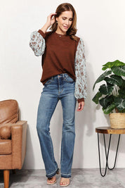 And The Why Full Size Foil Printed Sleeve Top | Tops Daverri Fashions