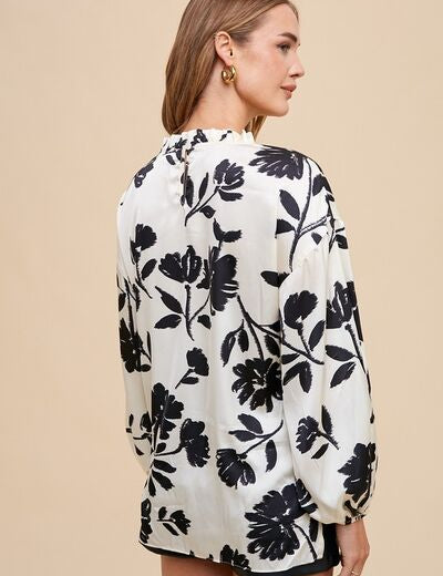 Annie Wear Frill Printed Balloon Sleeve Blouse