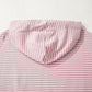 Dusty pink striped thumbhole hoodie with side slits and drop shoulders