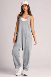 Lovelet Wide Strap Jumpsuit with Pockets | Overalls Daverri Fashions