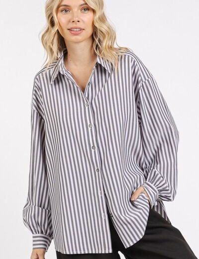 Mittoshop Button Down Striped Long Sleeve Shirt Shirts