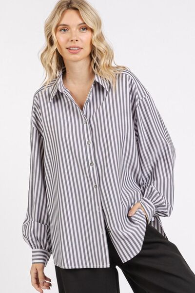 Mittoshop Button Down Striped Long Sleeve Shirt Shirts