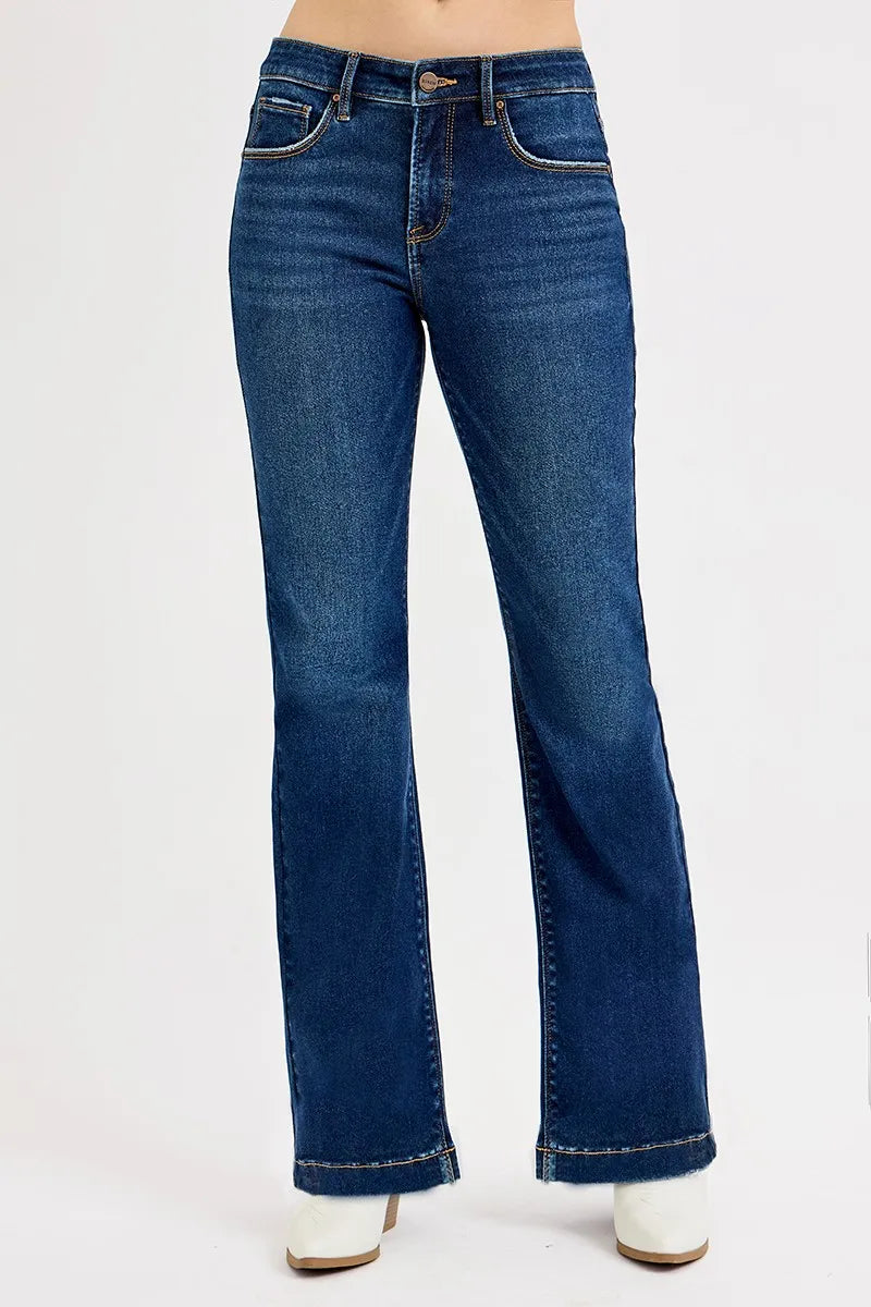 RISEN Full SIze Tummy Control Mid Rise Flare Jeans Plus SIze | Jeans Daverri Fashions