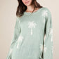 VERY J Palm Tree Graphic Oversized Knit Sweater Sweaters