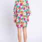 GeeGee Full Size Floral Round Neck Lantern Sleeve Mini Dress Mini Dresses