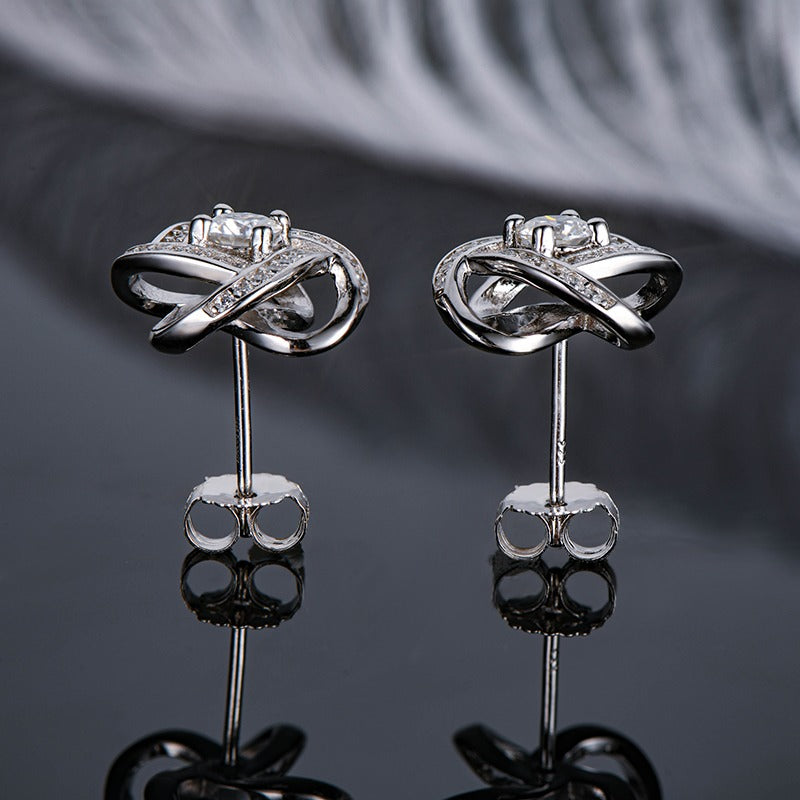 Sterling Silver Moissanite Love Knot Stud Earrings Earrings