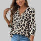 Leopard Print 3/4 Sleeve Blouse - DAVERRI FASHIONS