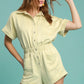 Umgee Button Down Charmeuse Romper BUTTER