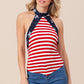 BiBi Stripe Jersey with Star Halter Neck with Tie Back Tops