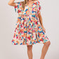 SAGE + FIG Full Size Floral Button-Down Short Sleeve Dress Knee Length Dresses