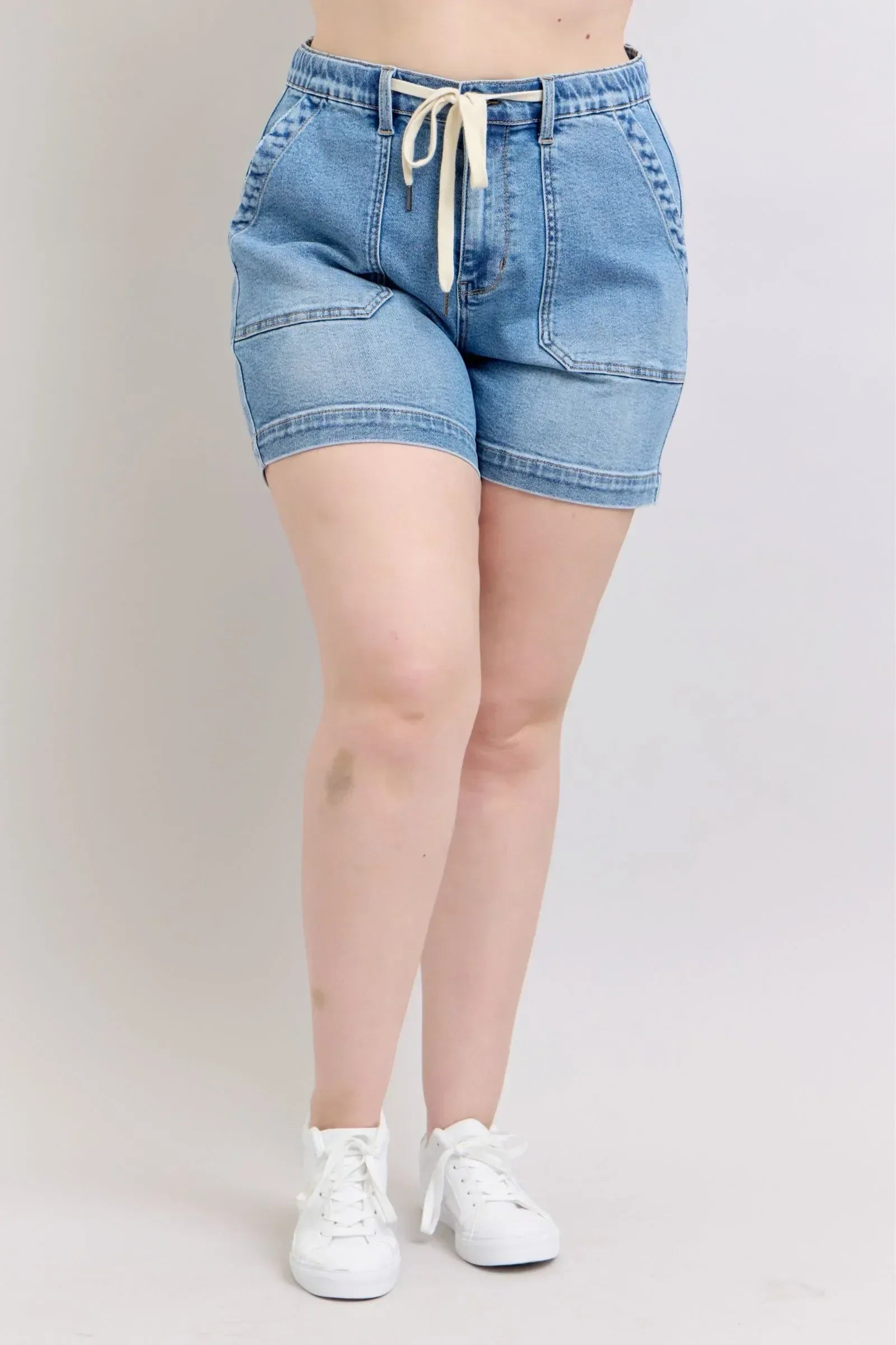 Judy Blue Plus Size High Waist Vintage Wash Denim Shorts - DAVERRI FASHIONS