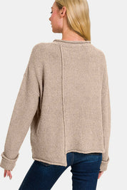 Zenana Asymmetric Hem Drop Shoulder Sweater | Sweaters Daverri Fashions