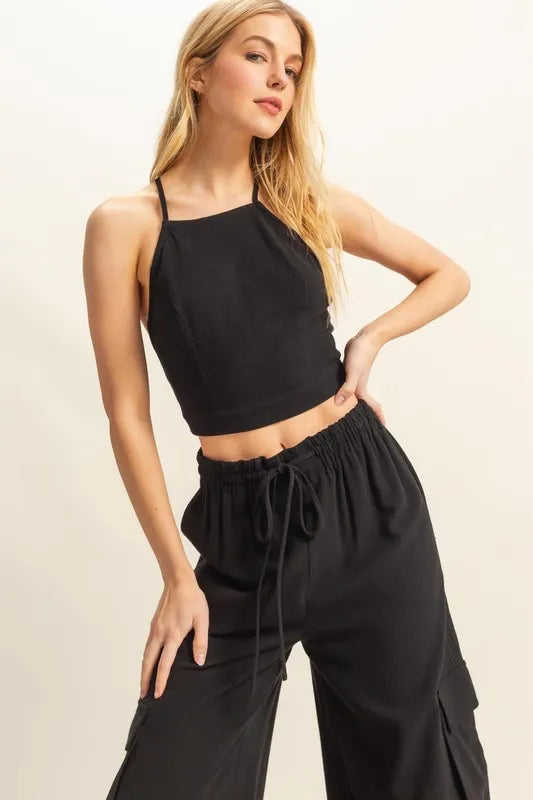 HYFVE Crop Top and Cargo Pants Set Outfit Sets