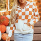 Lila Checkered Kangaroo Pocket Hooded Sweater - DAVERRI FASHIONS