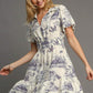 Umgee Full Size Landscape Print Collared Mini Dress Plus Size Cream