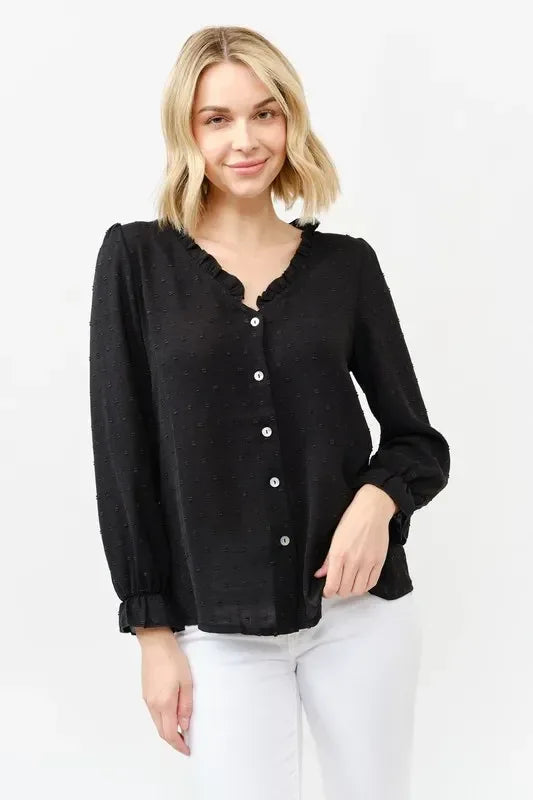 And The Why Polka Dot Ruffle Detailed Blouse Top - DAVERRI FASHIONS
