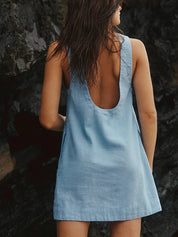 Backless Sleeveless Denim Mini Dress | Mini Dresses Daverri Fashions