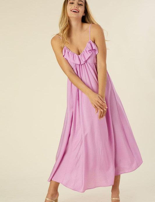 Women's Lavender Maxi Dress with Ruffles Lavender Maxi Dresses