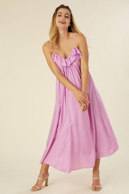 Women's Lavender Maxi Dress with Ruffles Lavender Maxi Dresses
