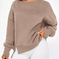 Slit Round Neck Dropped Shoulder Sweatshirt - DAVERRI FASHIONS