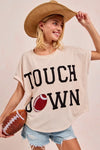 BiBi Game Day Touchdown Letter Patches Waffle Short Top - DAVERRI FASHIONS