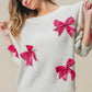 BiBi Sequin Bow Puff Sleeve Sweater Sweaters