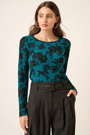 Mittoshop Flower Print Long Sleeve Knit Top | Tops Daverri Fashions