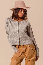 SO ME Two Tone Leopard Vintage Print Button Up Cardigan | Cardigans Daverri Fashions