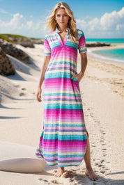 Heimish Striped Short Sleeve Maxi Tee Dress Maxi Dresses