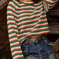 Rainbow Striped Pullover Sweater - DAVERRI FASHIONS