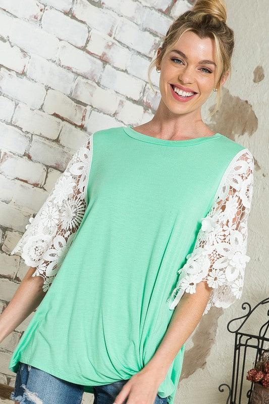 Lace Sleeve Top Tops