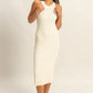 HYFVE White Round Neck Bodycon Ribbed Knit Dress - DAVERRI FASHIONS
