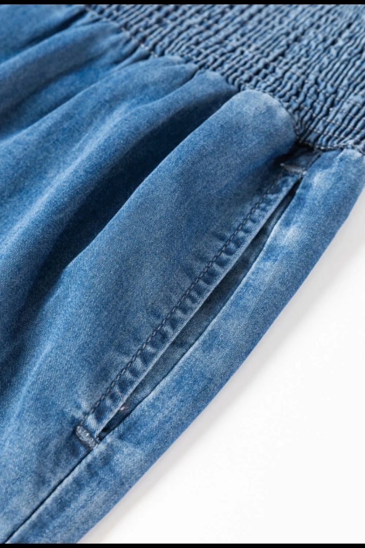 Smocked Wide Leg Jeans | Jeans Daverri Fashions