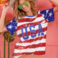 BiBi American Flag Theme USA Lettering Sequin Top Tops