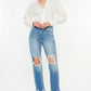 Kancan Distressed Frayed Hem Cropped Jeans - DAVERRI FASHIONS